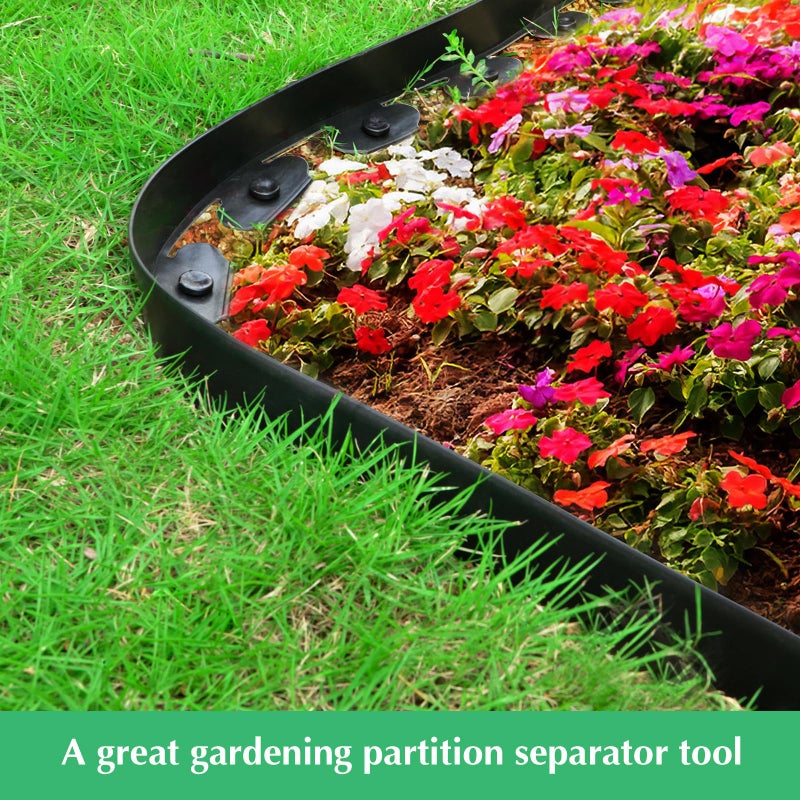 FunFanso 66FT Landscape Edging Border Kit  No Dig Garden Border Edging with 80 Spikes  1.8 Inch Tall Plastic Edging Border Flexible for Garden Flower Beds Lawn Yard Pathway - Image 3